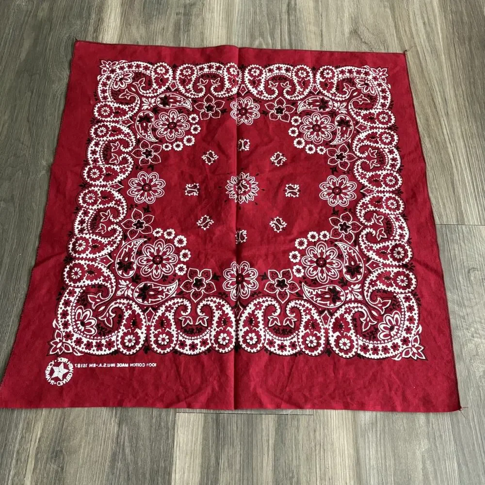 Vintage 1980s Paisley Bandana Colorfast Made In The USA Red